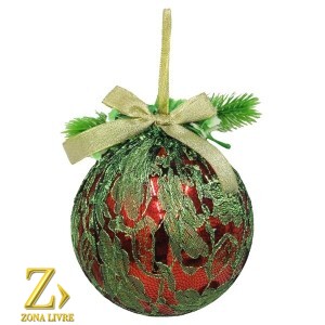 BOLA VERMELHA C/RENDA 10CM