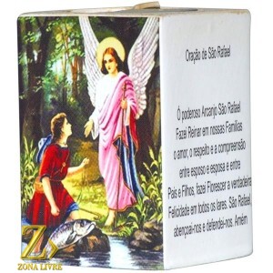 PORTA VELAS ORAÇÃO ARCANJO RAFAEL 7,5CM