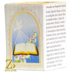 PORTA VELAS ORAÇÃO ESPIRITO SANTO 7,5CM