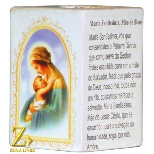 PORTA VELAS ORAÇÃO MÃE DE JESUS 7,5CM