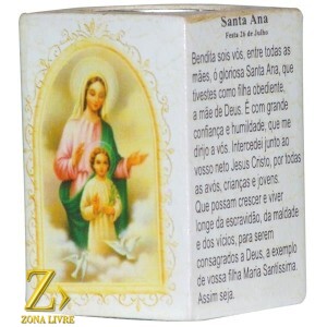PORTA VELAS ORAÇÃO SANTA ANA 7,5CM
