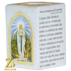 PORTA VELAS ORAÇÃO N.SRA DE LOURDES 7,5CM