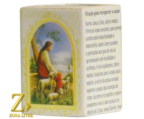 PORTA VELAS ORAÇÃO PARA RECUPERAR A SAÚDE 7,5CM