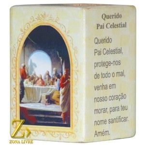 PORTA VELAS ORAÇÃO PAI CELESTIAL 7,5CM
