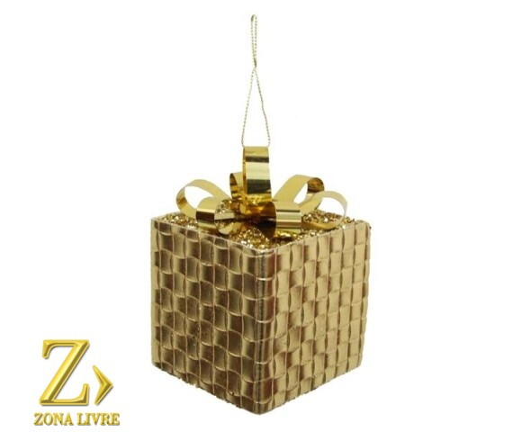 ENFEITE CAIXA GOLD 06CM