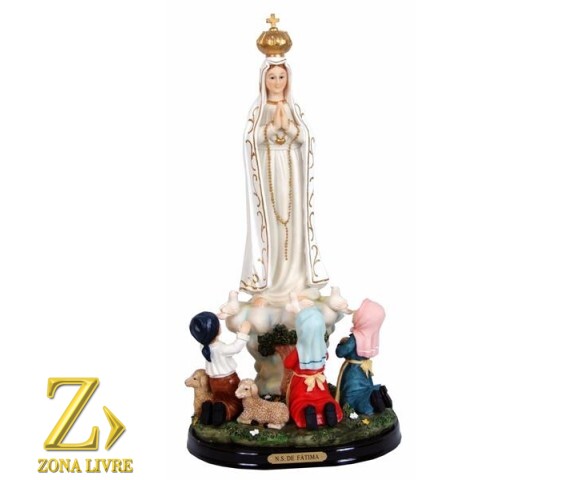 NOSSA SENHORA DE FATIMA C/PASTORES C/BASE 15CM