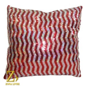 ALMOFADA NATALINA VERMELHA/PRATA 35CM