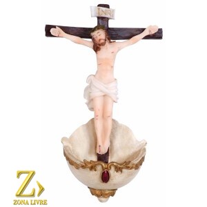 PORTA ÁGUA BENTA CRUCIFIXO 17CM