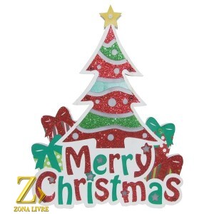 MERRY CHRISTMAS ARVORE C/ LUZ 37X29X2CM