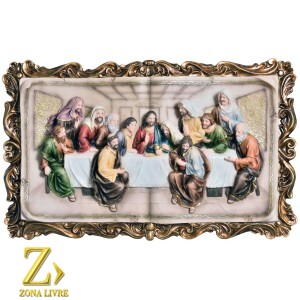 SANTA CEIA QUADRO MOLDURADO 50CM
