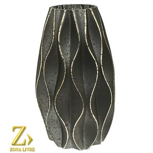 VASO DE CERAMICA PRETO 12X23CM