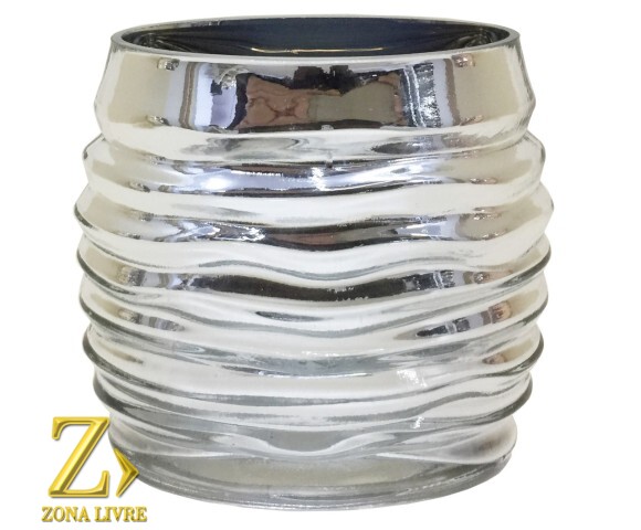 VASO DE VIDRO PRATA 15X08CM