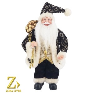PAPAI NOEL 30CM PRETO/DOURADO