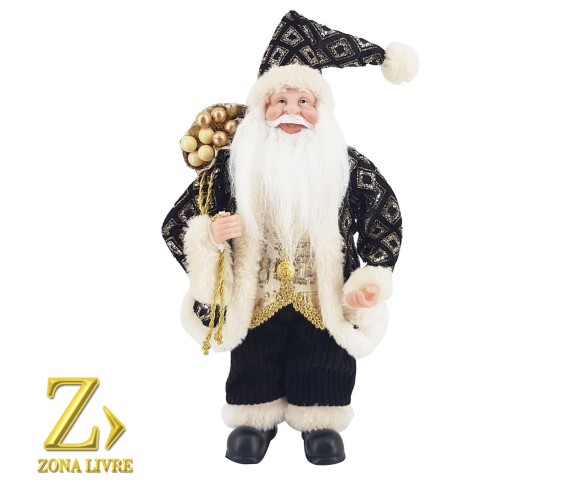 PAPAI NOEL 30CM PRETO/DOURADO