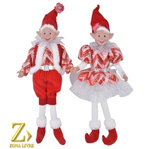 JG 2 DUENDES 45CM VERMELHO/PRATA