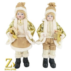 JG 2 CRIANCAS 42CM DOURADO MUSICAL