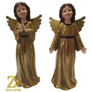 JG 2 ANJOS RESINA DOURADO 30CM