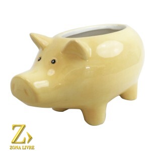 FLOREIRO PORCO AMARELO 18X11X10CM