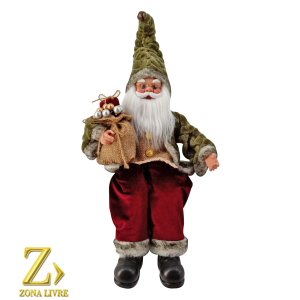 PAPAI NOEL SENTADO 60CM VERDE/CINZA