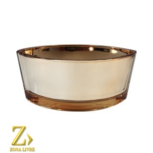 VASO DE VIDRO GOLD METALIZADO 19X11,5X8CM