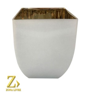 VASO DE VIDRO BRANCO FOSCO AVELUDADO 11,5X11,5X13CM