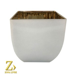 VASO DE VIDRO BRANCO FOSCO AVELUDADO 16X16X16CM