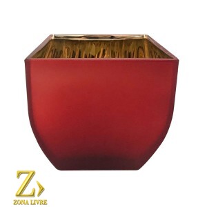 VASO DE VIDRO VERMELHO FOSCO AVELUDADO 16X16X16CM