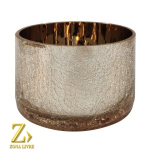 CASTIÇAL / VASO DE VIDRO GOLD METALICO 15X10CM