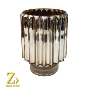 VASO DE VIDRO GOLD METALICO 14,5X20,5CM