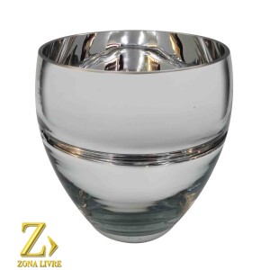 VASO DE VIDRO PRATA METALICO 16X30CM