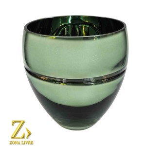 VASO DE VIDRO VERDE METALICO 16X16CM