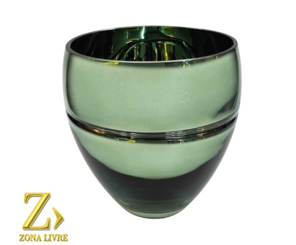 VASO DE VIDRO VERDE METALICO 16X16CM