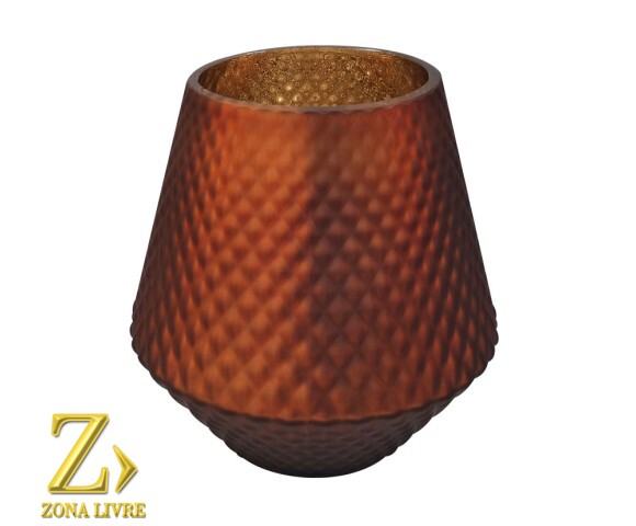 VASO DE VIDRO BRONZE FOSCO AVELUDADO 17X18CM