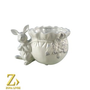 FLOREIRO / VASO DE CERAMICA COELHO 16X11X10,05CM