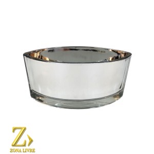 VASO DE VIDRO PRATA METALIZADA 19X11,5X8CM