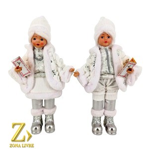 JG 2 CRIANÇAS 45CM  MUSICAL PRATA/BRANCO