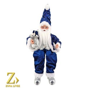PAPAI NOEL 60CM  AZUL/PRATA