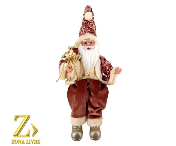PAPAI NOEL 60CM ROSA/DOURADO