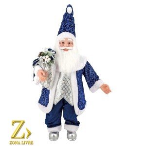 PAPAI NOEL 100CM AZUL/PRATA