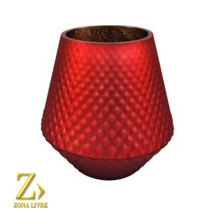 VASO DE VIDRO VERMELHO FOSCO AVELUDADO 17X18CM