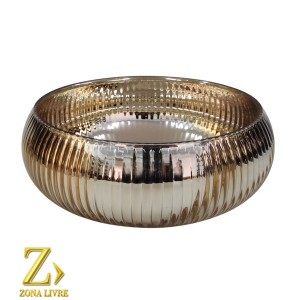 VASO DE VIDRO GOLD METALICO 20X8CM