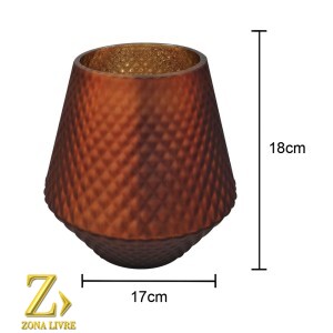 VASO DE VIDRO BRONZE FOSCO AVELUDADO 17X18CM