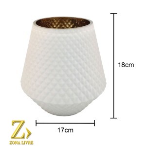 VASO DE VIDRO BRANCO FOSCO AVELUDADO 17X18CM