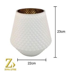 VASO DE VIDRO BRANCO FOSCO AVELUDADO 22X23CM