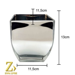 VASO DE VIDRO PRATA METALIZADO 11,5X11,5X13CM