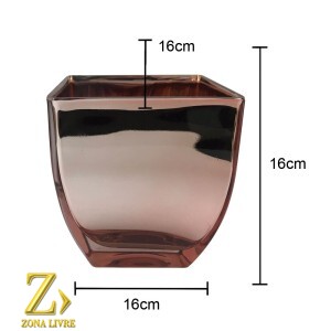 VASO DE VIDRO ROSA METALIZADO 16X16X16CM