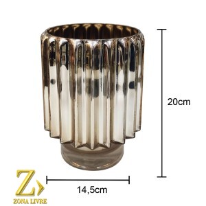 VASO DE VIDRO GOLD METALICO 14,5X20,5CM