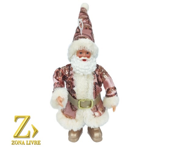 ENFEITE NATAL PAPAI NOEL ROSA 25CM