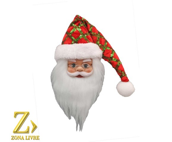 ROSTO PAPAI NOEL VERMELHO/VERDE 20CM