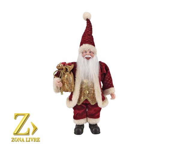 PAPAI NOEL VERMELHO/DOURADO 30CM